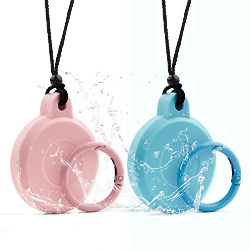 Supporto Airtag Impermeabile,Collana Airtag,Portachiavi Airtag,Custodia Airtag,Vite Copertura Protettiva Airtag Nascosto Tracker GPS,Airtag per Bambini,Anziani,Animali(Blu Oceano e Rosa Galassia)