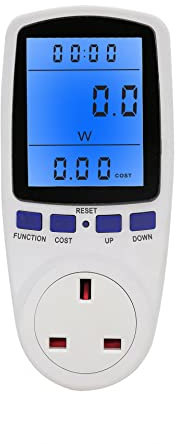 Power Meter Plug Energy Monitor Watt Meter Backlight LCD Display Electricity Usage Monitor Electricity Power Consumption Analyzer Cost Meter Voltage Amps Wattage KWH Outlet Power Meter Socket