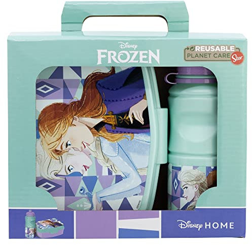 Set de fiambrera rectangular y botella sport de 380 ml de Frozen