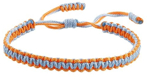 CHOUBAGUAI Handgefertigte geflochtene Glücks-Seil-Armbänder für Damen und Herren, mehrfarbig, tibetisch, buddhistisch, Armband, Paare, Armreifen, Freundschaftsschmuck, Geschenk, Blau / Orange