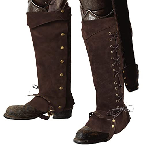 Kaxenig Wikinger Stiefelstulpen, Wikinger-Beinwickel, Ritterbeinschützer Piraten- und Renaissance-Kunstleder-Steampunk-Kostü für Stiefel