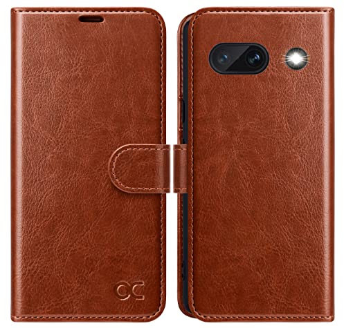OCASE Coque Google Pixel 7A, Antichoc TPU Housse Google 7A Cuir PU Portefeuille Etui [RFID Blocage] [Fentes pour Cartes] [Béquille] Coque pour Pixel 7A (6,1 Pouces) - Brun