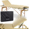 HABYS Bianca Massageliege | Klappbar Holz 3 Zonen | Massagetisch mit Vollausstattung | 185 x 70 x 85 cm, bis 250 kg | Armlehnen, Kopfstütze, Tragetasche, MDR-Zertifiziert | Beige