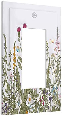 Piatto da parete rustico con motivo floreale selvatico vintage verde acqua botanico singolo Rocker Outlet decorativo decorativo piastra elettrica Gfci per cucina bagno Home Decor