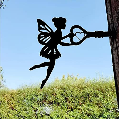 Metall Fee Elfen Gartenstecker Fee Deko Gartenfigur Metallstecker Gartendeko für Garten Rasen Outdoor Dekoration Wand Kunst Ornament