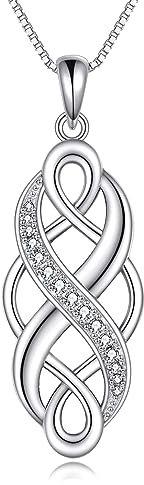 YFN Celtic Knot Halskette Erstellt Opal Anhänger Sterling Silber Infinity Love Schmuck (Celtic Necklace with White Cz)