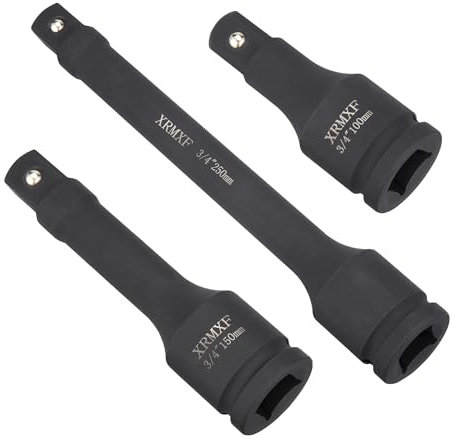 XRMXF 3-tlg. Schlagschrauber Steckschlüsselverlängerung, Kraft-Verlängerungs-Satz, 3/4 (20mm), Verlängerungen 100mm, 150mm, 250mm lang