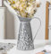 Vintage-Krugvase aus verzinktem Metall, rustikale Bauernhaus-Blumenvase mit Griff, dekorative Blumen-Milchkännchen-Vase für Heimdekoration, 27 cm hoch