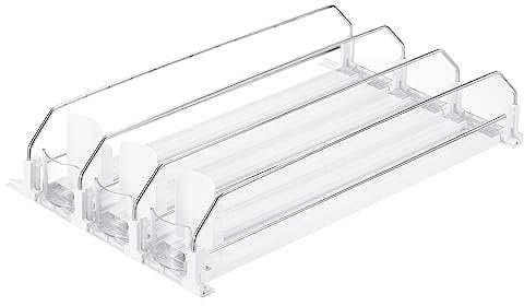 sourcing map 3uds Bebida Organizador para Refrigerador, Autoempuje Soda Lata Organizador Ancho Ajustable Bebida Dispensador Bebidas Empujador para Frigorífico Despensa, Blanco