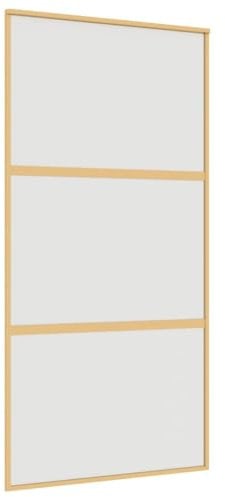 vidaXL Sliding Door with Frosted ESG Glass and Aluminium Frame, Gold, 102.5x205 cm, Includes Doorstop and Buffer Mechanism