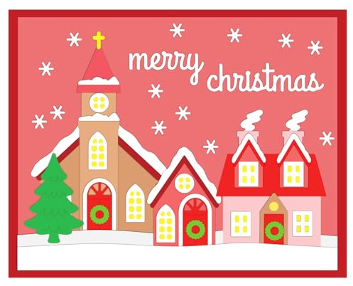 BEUNITONE Frohe Weihnachten Gestanzt Schneehaus Metall-Stanzform Happy Halloween Wort Gestanzt Für Kartenherstellung Winter-Hintergrundvorlagen Prägeschablone Für DIY Scrapbooking Basteln Album