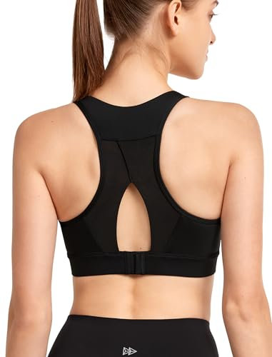 Yvette Sport BH starker Halt mit Mesh Schöner Rücken Große Größen für Fitness Joggen Bra,Schwarz,L