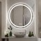GOQELK Round LED Bathroom Mirror, 600mm Reinforced Glass,Illuminated Wall Mounted Vanity Mirror with Demister, Anti-fog Large Circle, 3-Color Dimmable LED Light, IP44