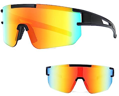 Ruikdly Schnelle Brille Rave, Sportbrille Polarisiert, Sonnenbrille Fahrradbrille für Herren Damen UV 400 Schutz, Sportbrille für Outdoorsport Radfahren Fahren Laufen Golf Ski Bergsteigen Angeln