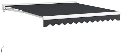 Outsunny Store banne eléctrico y manual retráctil impermeabilizado Anti-UV dim. 295 x 250 l m mando a distancia incluido Aluminio Poliéster Alta densidad, Gris