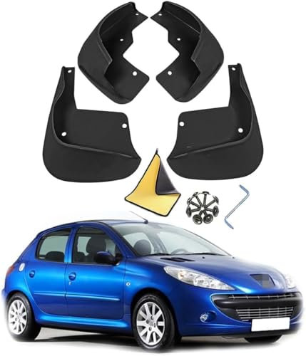ZLxsmy 4 pièces Garde-Boue pour Peugeot 206 1998-2012, Protection étanche à la Boue Contre Les éclaboussures pour Le Corps,Aucun Perçage Requis