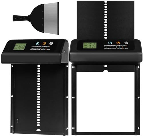 Porte Automatique poulailler,Porte Automatique poulailler programmable en Aluminium,Porte poulailler Automatique Écran LCD Étanche,Idéal pour Grand et Petit poulailler(Fonctionne à Piles).