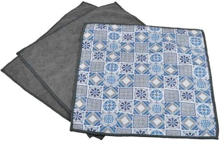 Paris Prix Lot de 3 Chiffons Carreaux de Ciment 30x30cm Gris