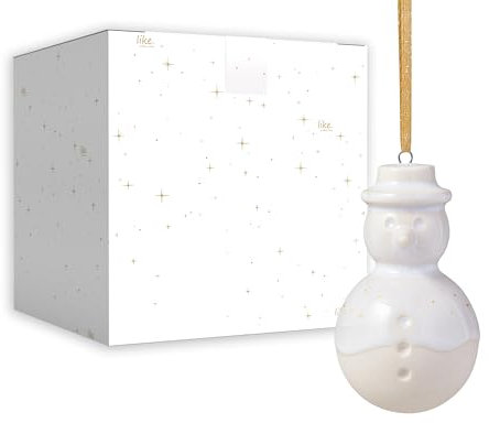 like. by Villeroy & Boch – Winter Glow Ornament Schneemann Beige, Baumschmuck, Weihnachtsdekorationen, Deko Weihnachten, Christbaumschmuck, Premium Porzellan
