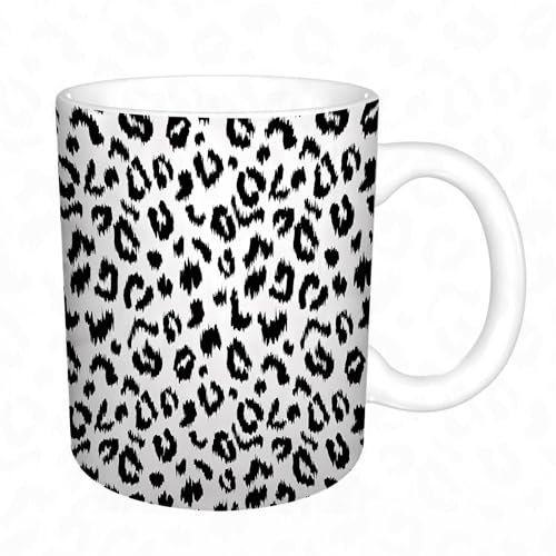 KDWJS Mug porcelaine fine Mug Tasses de 11 oz 330ml pour collègue,amis,frères et soeurs imprimer Tasse de café exquis CadeauTexture à motif imprimé léopard