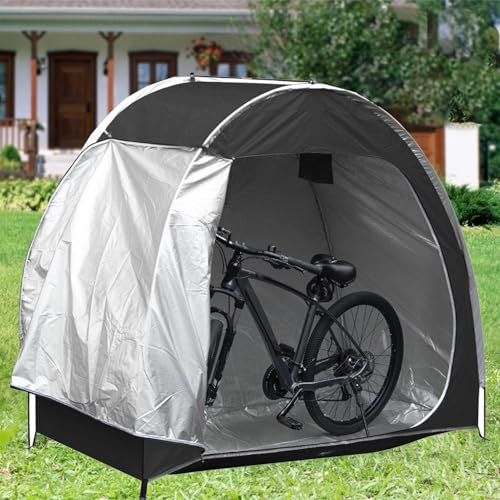 Bike Storage Tent Portable Shed,Bike Storage Shed Tent Outdoor Portable Storage Sheds for Camping Portable Backyard Tool Lawn Mower Storage Cabinet (Black)