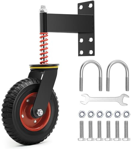 W B D WEIBIDA 200mm Ruote per Cancello Pesanti con Molla, Ruot e per Porte Scorrevole con Ammortizzatore, Capacità di Carico di 250kg, Ruot Girevoli 360° per Porte in Legno e Metallo,Recinzioni,Nero