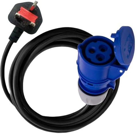 Btstil 13Amp UK Plug to 16Amp Socket Adaptor Coupler Cable, 240V 3 Pin UK Electric Hook Up Plugs with 2M Connection Cable for Camping, Caravan, Campervan