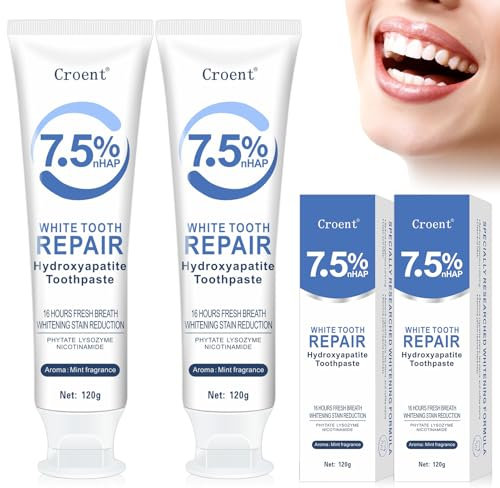 2 Stück Hydroxylapatit Zahnpasta, Zahnpasta hydroxylapatit, Whitening Zahnpasta, Hydroxyapatite Zahncreme, Tiefenreinigungs-Pflegezahnpasta, Fleckenentfernung, Ganzheitlicher Schutz für Zähnen