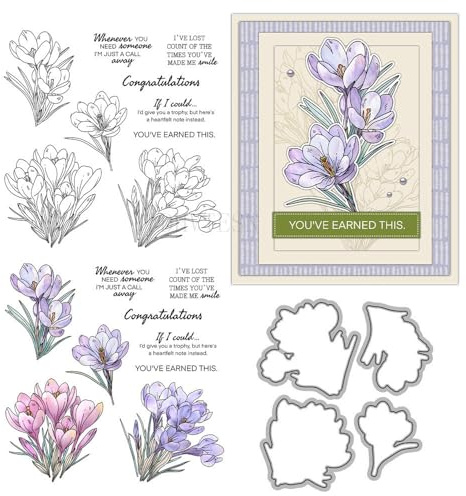 Zephyranthes Stempel und Stanzformen für Kartenherstellung, Pflanze, Blume, transparent, Silikon, transparent, Stempel und Metall-Stanzformen, Sets für DIY, Scrapbooking, Papierbasteln, Siegel