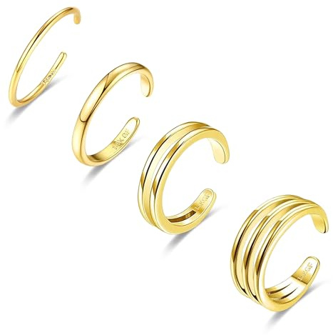 LOFITOR 4 Stück Zehenringe Gold 14K für Damen wasserfest Zehenring Set