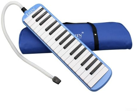Juego completo de teclado melódico ligero de 32 teclas para un fácil juego y transporte en una bolsa de transporte (azul)