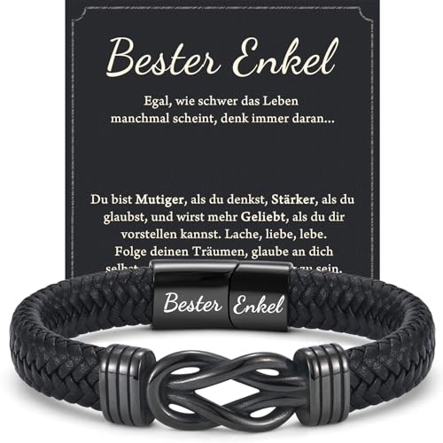 wynn's Geschenke für Männer, Lederarmband mit Gravur für Papa Stiefpapa Bonus Papa Sohn Bruder Enkel Neffe Onkel Mann Ehemann Freund Geschenk zum Geburtstag Weihnachten Vatertag Jahrestag Valentinstag