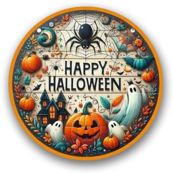 OIXYEY Letrero Colgante de Halloween - Decoración de Madera Artesanal con Calabazas y Fantasma, Cartel de Bienvenida Espeluznante para Puerta o Fiestas Temáticas, Regalo Único para Amantes del Terror