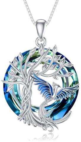 TOUPOP Halskette Damen Silber 925 Phönix Kette mit Kristall Anhänger Schmuck Geschenke für Frauen Sie Freundin Ehefrau zum Geburtstag Jahrestag