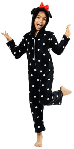 Riethmüller Kinder Onesie Minnie Mouse 6–8 Jahre – Offizieller Fleece Overall mit Kapuze & Reißverschluss – Kuscheliger Jumpsuit für Jungen und Mädchen