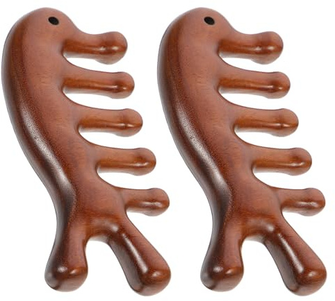 ORFOFE 2stücke Sandelholzkammset mit Breiten Zinken für Haarpflege Holzernes Kopfhautmassagegerät für Männer und Frauen Multifunktionale Massagekämme aus Sandelholz