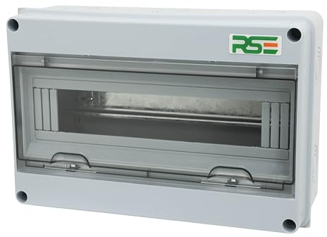 RSE Verteilerkasten Aufputz 1-Reihig 15 Module, 1 Stück, Kleinverteiler IP65 Feuchtraum Sicherungskasten mit umlaufender Dichtung für Garten oder Außenbereichen