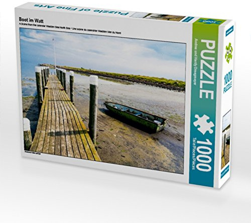CALVENDO Puzzle Boot im Watt | 1000 Teile Lege-Größe 64 x 48 cm Foto-Puzzle für glückliche Stunden