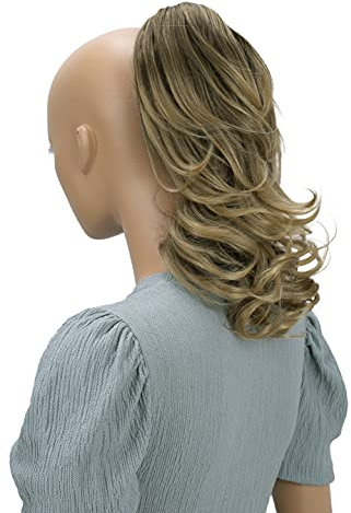 CAISHA 35cm Haarteil Helena Zopf Haarverlängerung mit Butterflyklammer Voluminös Gewellt Braun Blond Mix H125