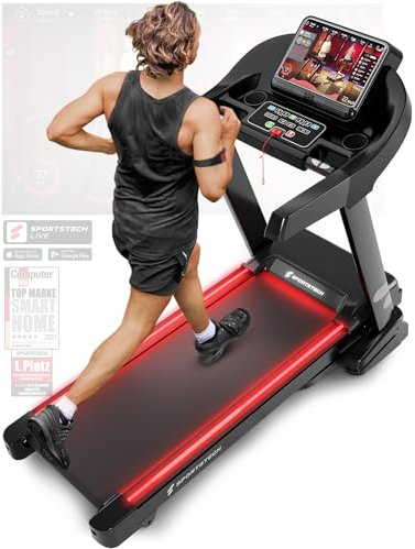 Sportstech F37s Laufband für Zuhause klappbar, Treadmill bis 20 km/h und 7PS, mit Steigung, 150 kg Nutzergewicht, Home Gym, Deutsche Qualitätsmarke, APP Anbindung, große Lauffläche, TÜV-geprüft
