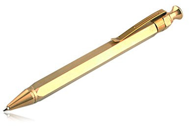 ekloen six-edge massivem Messing Stift, Zeichen Pen Kugelschreiber mit Clip