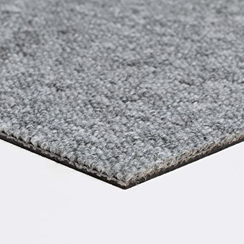 Teppichfliesen 50x50 selbstliegend grau Arbeitszimmer und Schlafzimmer Schlingenteppich als Fliesen | Teppichboden Fliesen als Schlingenware 1m² = 4 Fliesen, Graun