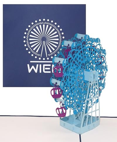 Cologne Cards | Pop-Up Karte „Wien – Riesenrad – Wiener Prater“ - 3D Grußkarte als Österreich Souvenir, Geschenkgutschein, Einladungskarte & Gutschein zur Städtereise
