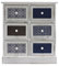 Rebecca Mobili Mesita de Noche Cajonera Blanco Gris Azúl Madera 6 Cajones Shabby Cocina Salón - 59,5 x 55,5 x 25 cm (A x AN x FON) - Art. RE6083