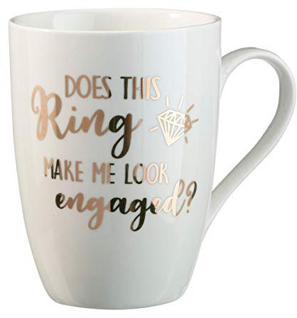 Lillian Rose Kaffeetasse mit Ring Make Me Look Engaged, 10,8 cm, cremefarben