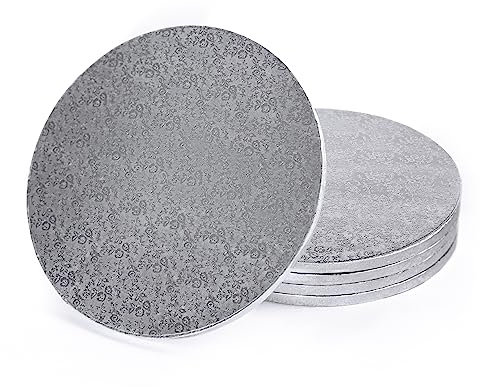 Miss Bakery's House® Cake Drum - 12 mm - Ø 20 cm - Silber - 5 Stück - dicke Tortenunterlage - stabil - folienbeschichtet - Torten transportieren - Schichten stapeln
