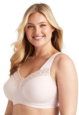 Miss Mary of Sweden - Broderie Anglaise, BH ohne Bügel für Damen, Baumwoll-BH, Bequeme Vollschalen-BHS mit Stützfunktion 95B Zartrosa