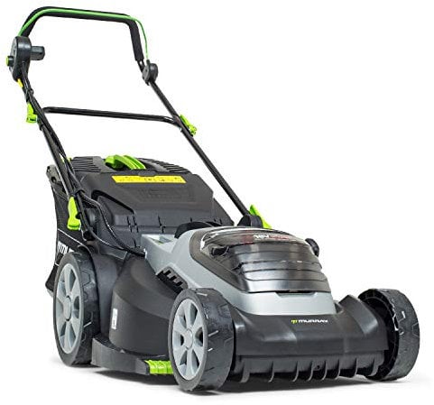 Murray 2x18V (36V) Tondeuse à gazon Lithium-Ion 44 cm de largeur de coupe IQ18WM44, Powered by Briggs & Stratton, jusqu'à 640 m2, comprenant 2 batteries 5 Ah et un double chargeur, garantie 5 ans.