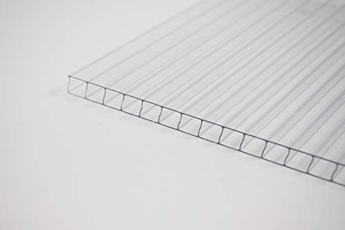 Stegplatte 10mm aus Polycarbonat, klar, Steg 2 Fach, 10-10 - Zuschnitt möglich! 1050mm x 2500mm (B x T)
