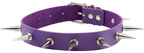 Eigso PU Lederhalsband Kragen Halsreif Vintage Goth Punk Style Knopfverschluss verstellbar (lila)